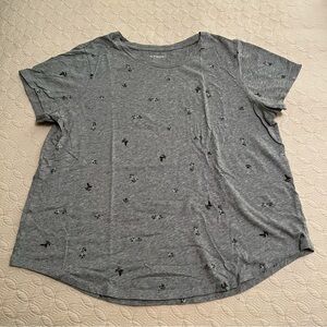 Old Navy Gray Mistletoe & Holly Print Holiday Christmas T-Shirt (size Large)